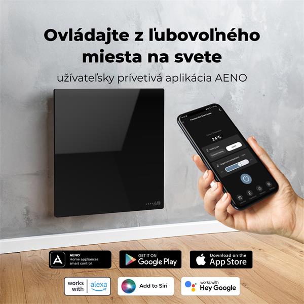 AENO AGH13S Premium QUADRO Smart Ohrievač, LIMITOVANÁ EDÍCIA, farba antický mramor, LED, WI-FI, max 500W, 50x50cm, Infra 
