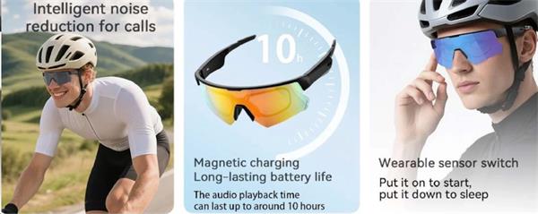 Smart Okuliare Blackview D2, Slnečné sklá, Jerry AD6976D4 8Mb 240mAh BT 5.1 APP HeyCyan ENC AI, čierne 