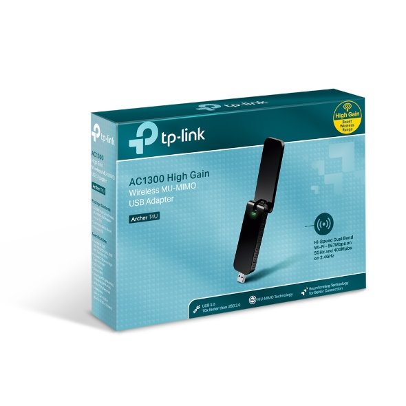 AC1300 High Gain Dual Band Wi-Fi USB Adapter SPEED: 867 Mbps at 5 GHz + 400 Mbps at 2.4 GHz SPEC: 2× High Gian External  