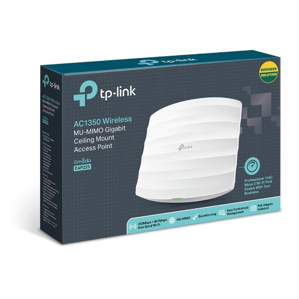 AC1350 Ceiling Mount Dual-Band Wi-Fi Access Point  PORT: 1× Gigabit RJ45 Port SPEED: 450 Mbps at 2.4 GHz + 867 Mbps at 5 