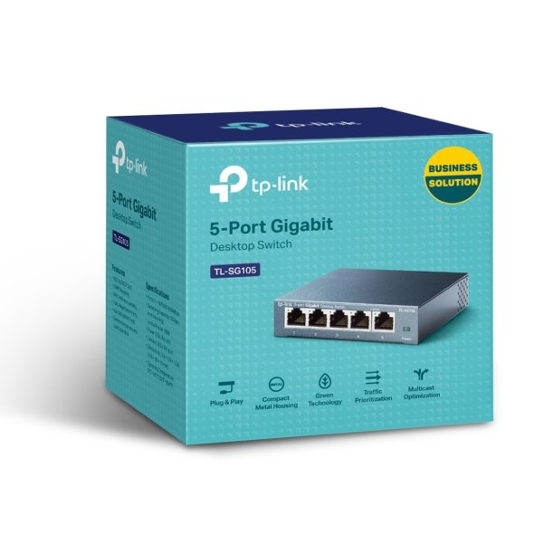5-Port Gigabit Desktop Switch PORT: 5× Gigabit RJ45 Ports SPEC: Desktop Steel Case FEATURE: Plug and Play 