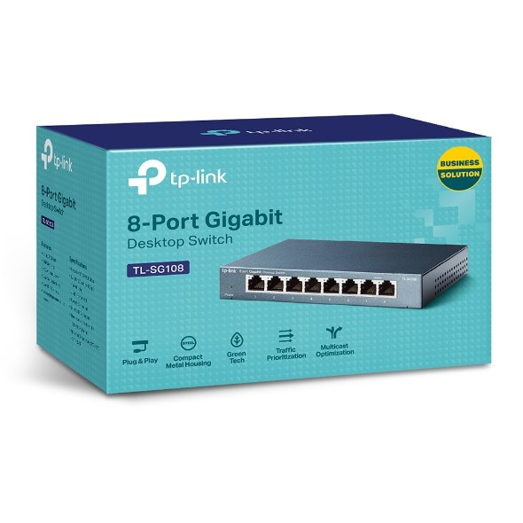 8-Port Gigabit Desktop Switch PORT: 8× Gigabit RJ45 Ports SPEC: Desktop Steel Case FEATURE: Plug and Play 