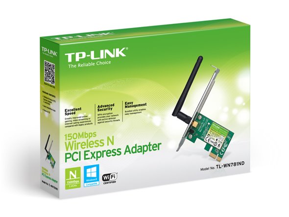 150Mbps Wi-Fi PCI Express Adapter SPEED: 150 Mbps at 2.4 GHz SPEC: 1× High Gain External Antennas 
