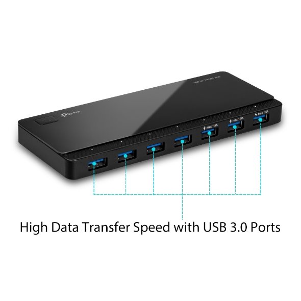 USB 3.0 7-Port Hub SPEC: 7× USB 3.0 Ports, 3 of 7 Ports Designed for Fast Charging with Max 1.5A Output  FEATURE: Modern 