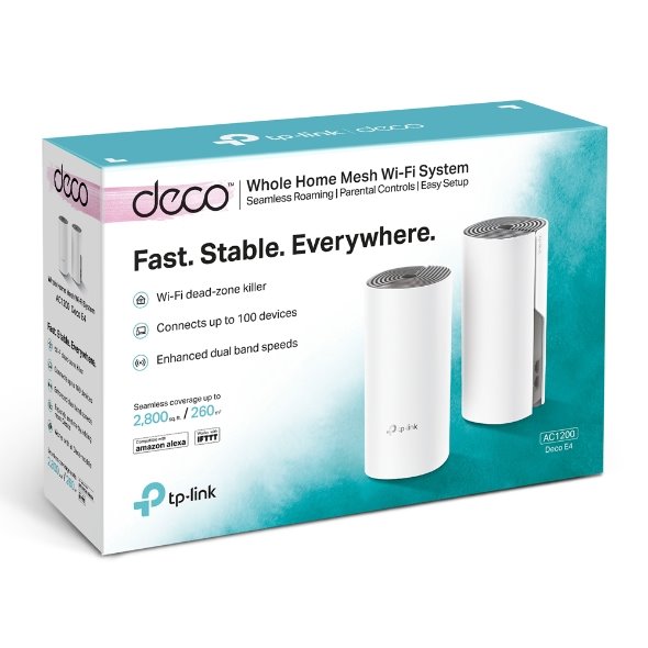 AC1200 Whole Home Mesh Wi-Fi System SPEED: 300 Mbps at 2.4 GHz + 867 Mbps at 5 GHz SEPC: 2× Internal Antennas, 2× 10/100 