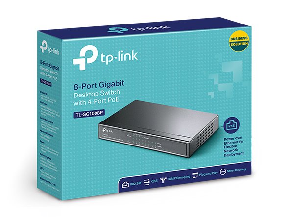 8-Port Gigabit Desktop Switch with  4-Port PoE+  PORT: 4× Gigabit PoE+ Ports, 4× Gigabit Non-PoE Ports SPEC: 802.3af/at, 