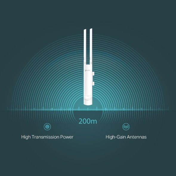 300 Mbps Outdoor Wi-Fi Access Point PORT: 1× 10/100 Mbps RJ45 Port SPEED: 300 Mbps at 2.4 GHz FEATURE: Passive PoE, 2× E 