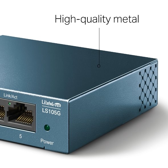 LiteWave 5-Port Gigabit Desktop Switch  PORT: 5× Gigabit RJ45 Ports SPEC: Desktop Steel Case FEATURE: Plug and Play 