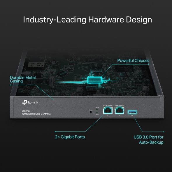 Omada Hardware Controller PORT: 2× 10/100/1000 Mbps Ethernet Ports, 1× USB 3.0 Port  FEATURE: Cloud Access, Centralized  