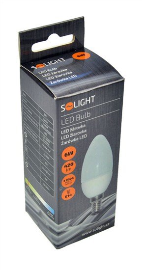 Solight LED žiarovka, sviečka, 6W, E14, 3000K, 510lm 