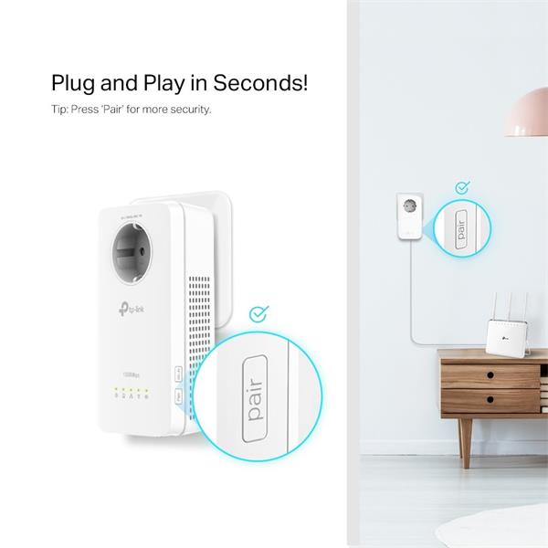 AV1300 Gigabit Passthrough Powerline AC1200 Wi-Fi Kit KIT: 1× TL-WPA8631P + 1× TL-PA8010P TL-WPA8631P: SPEED: 300 Mbps a 