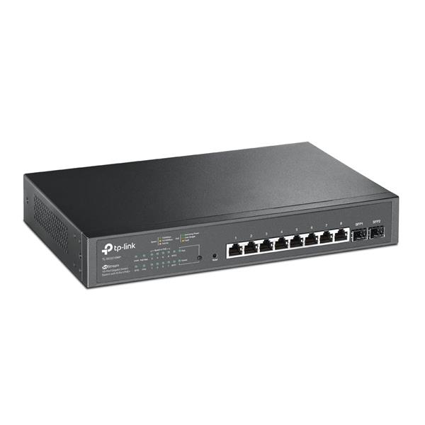 Omada 10-Port PoE+ Gigabit Smart Switch with 2 SFP Slots PORT: 8× Gigabit PoE+ Ports, 2× Gigabit SFP Slots SPEC: 802.3at 