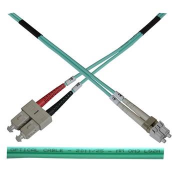 Optický  duplex kabel, MM, 50/125, LC/SC, LSOH, (OM3), 2m
