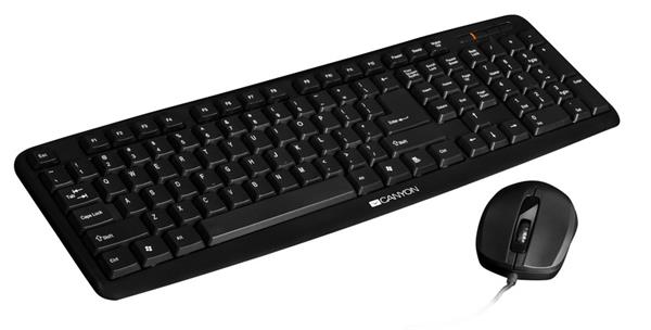 Canyon SET-1,  USB combo - plnohodnotná klávesnica,  SK/CZ  + obojručná myš 1.000 dpi