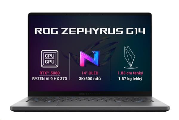 ASUS ROG Zephyrus G14/ GA403WW-NEBULA116X/ AI9-HX370/ 14"/ 2880x1800/ 32GB/ 1TB/ RTX 5080/ W11P/ Gray/ 2R