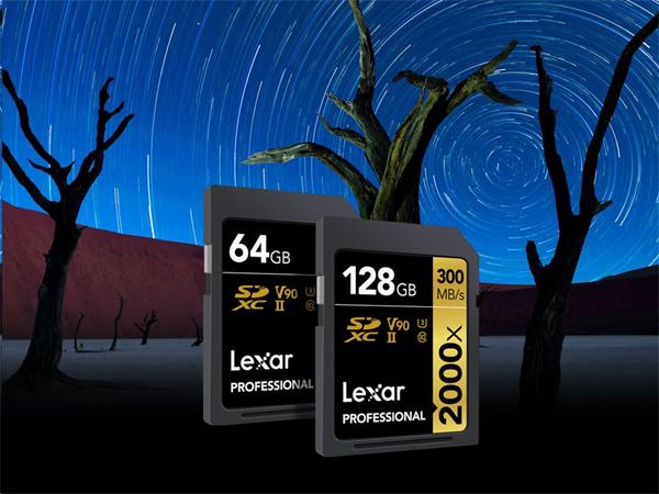 32GB Lexar® Professional 2000x SDHC™ UHS-II cards, up to 300MB/s read 260MB/s write C10 V90 U3