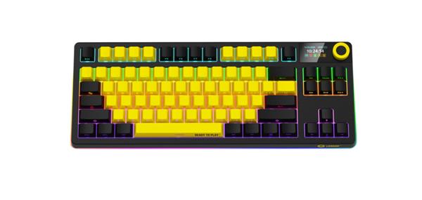 Lorgar KBP70TKLW, Pro bezdrôtová mechanická herná klávesnica, 2.4 GHz BT 5.0, Displej, multim. tlač., US layout, žltá