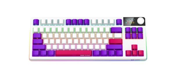 Lorgar KBP70TKLW, Pro bezdrôtová mechanická herná klávesnica, 2.4 GHz/ BT 5.0, Displej, multim. tlač., SK/CZ,l biela