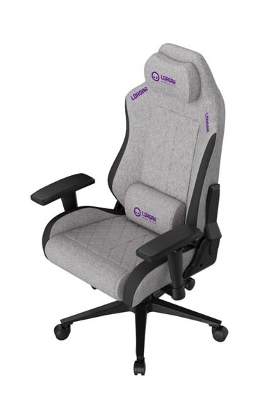 LORGAR PRO CHA41 herná stolička, látková, plne kovový rám, pamäťová pena, 3D opierky rúk, nosnosť 150 kg, sivo fialová