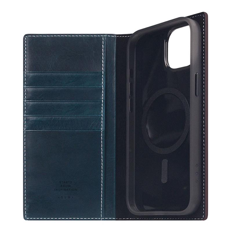SLG Design puzdro D7 Magsafe Italian Wax Leather pre iPhone 15 Plus - Blue 
