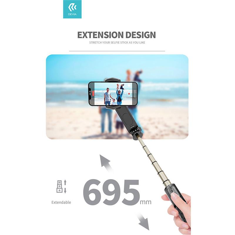 Devia Handheld Gimbal Shake-proof Tripod Selfie Stick - Black 