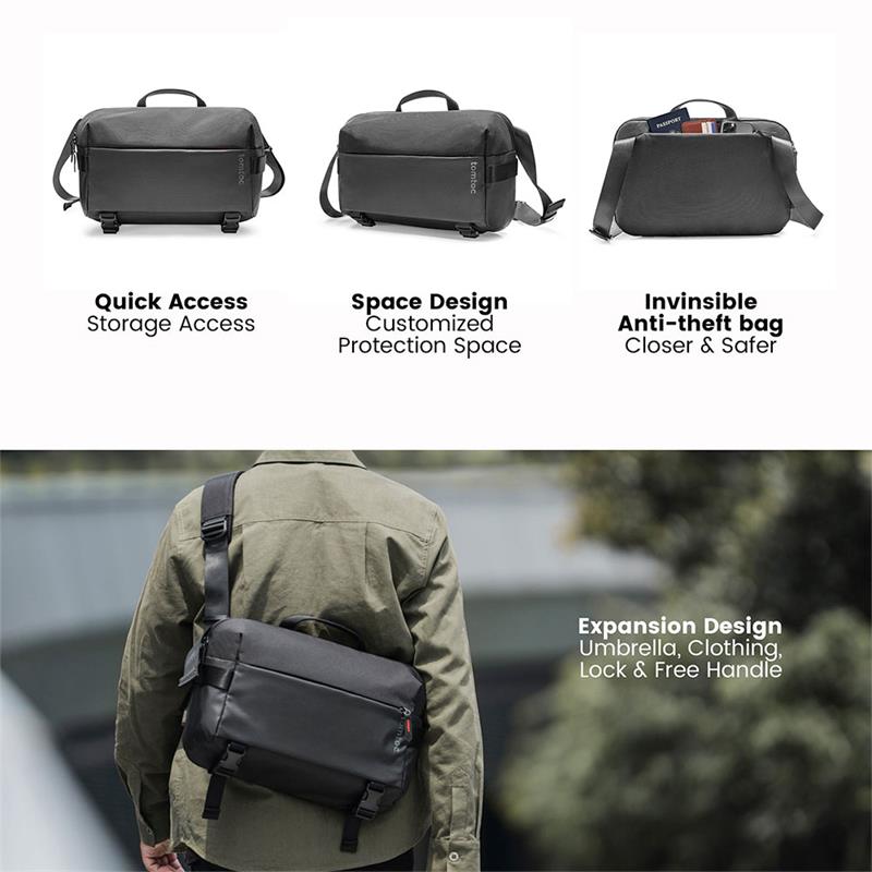 TomToc taška Explorer Sling Bag H02 pre Macbook Pro 14" M1/M2/M3 - Black 