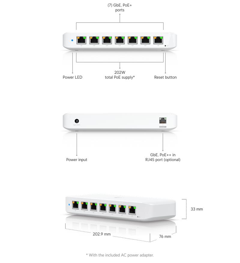 Ubiquiti UniFi switch Gen2 USW-ULTA-210W   8x1000Mbps    POE+ (202W) 