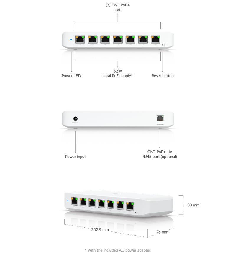 Ubiquiti UniFi switch Gen2 USW-ULTA-60W   8x1000Mbps    POE+ (52W) 