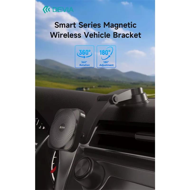 Devia Smart Series Magnetic Wireless Vehicle Bracket - Black 