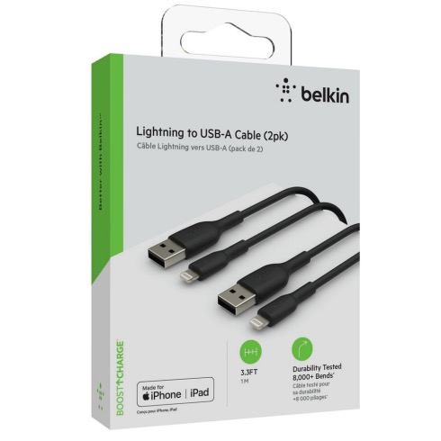 Belkin kábel Boost Charge USB-A to Lightning 1m 2pack- Black 