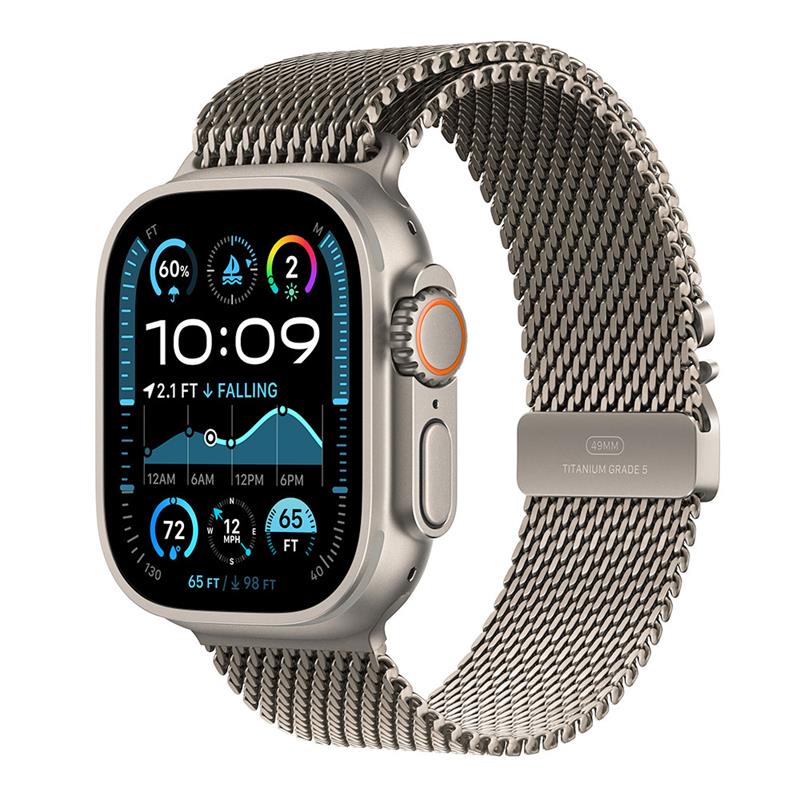 Apple Watch Ultra 2 GPS + Cellular 49mm Natural Titanium Case with Natural Titanium Milanese Loop - L 