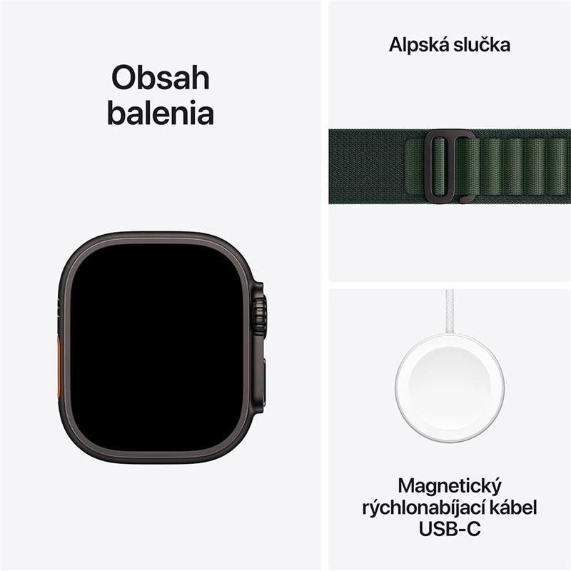 Apple Watch Ultra 2 GPS + Cellular 49mm Black Titanium Case with Dark Green Alpine Loop - Medium 