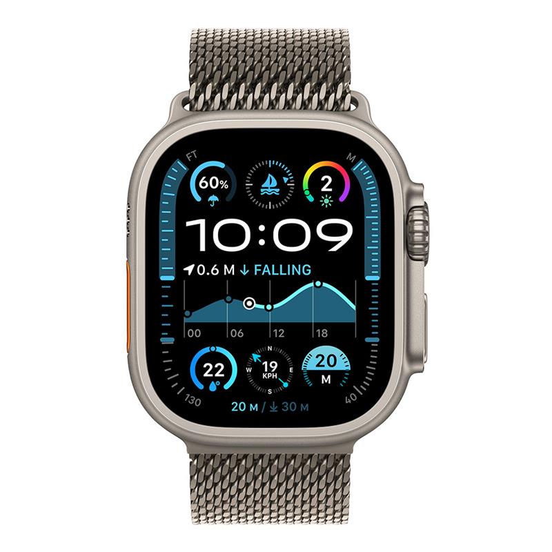 Apple Watch Ultra 2 GPS + Cellular 49mm Natural Titanium Case with Natural Titanium Milanese Loop - L 