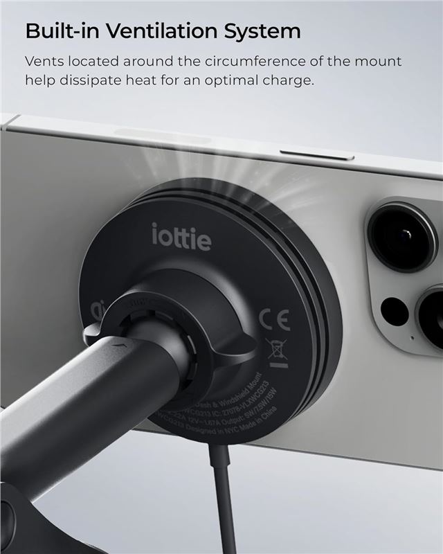 iOttie Velox Mini Qi2 Wireless Dash & Windshield Mount - Black 
