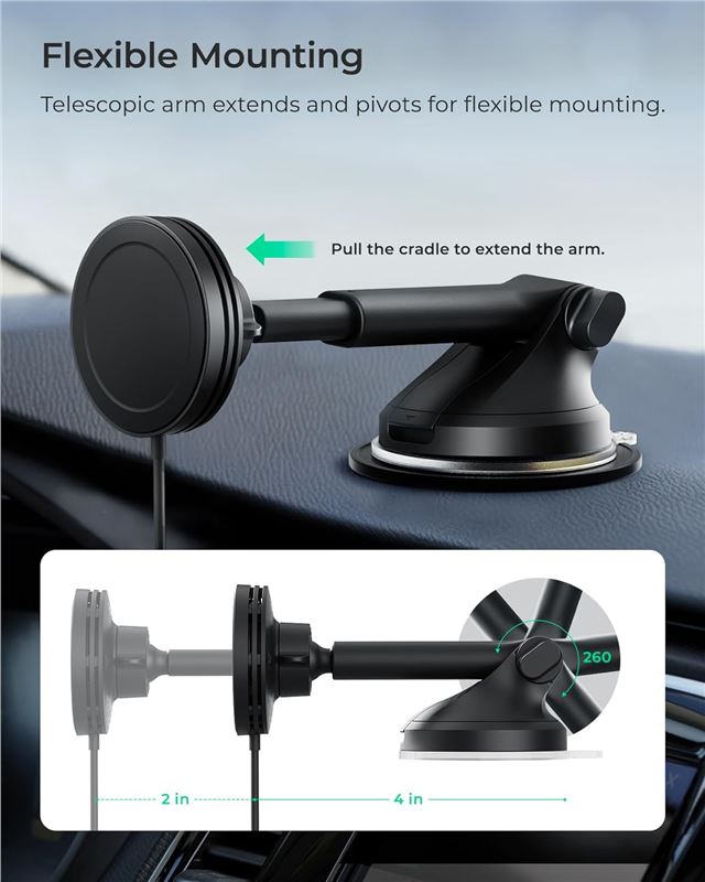 iOttie Velox Mini Qi2 Wireless Dash & Windshield Mount - Black 