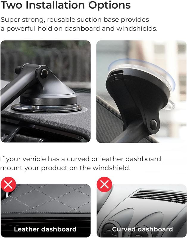 iOttie Velox Mini Qi2 Wireless Dash & Windshield Mount - Black 