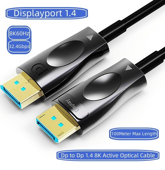 PremiumCord Optický DisplayPort 1.4 kabel M/M, pozlátené konekt. 50m 