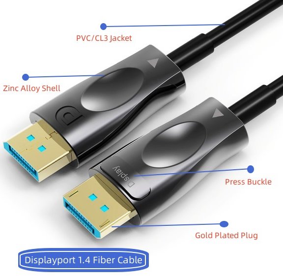 PremiumCord Optický DisplayPort 1.4 kabel M/M, pozlátené konekt. 50m 