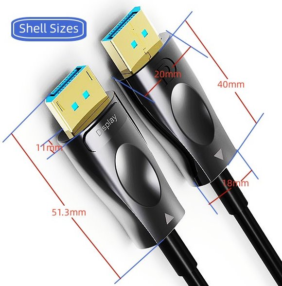 PremiumCord Optický DisplayPort 1.4 kabel M/M, pozlátené konekt. 50m 