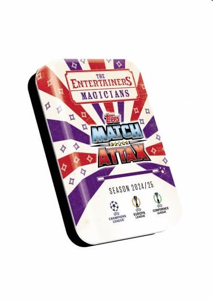 Futbalové karty Topps Match Attax TCG 2024/25 UCC Booster Tin 1 fialová 