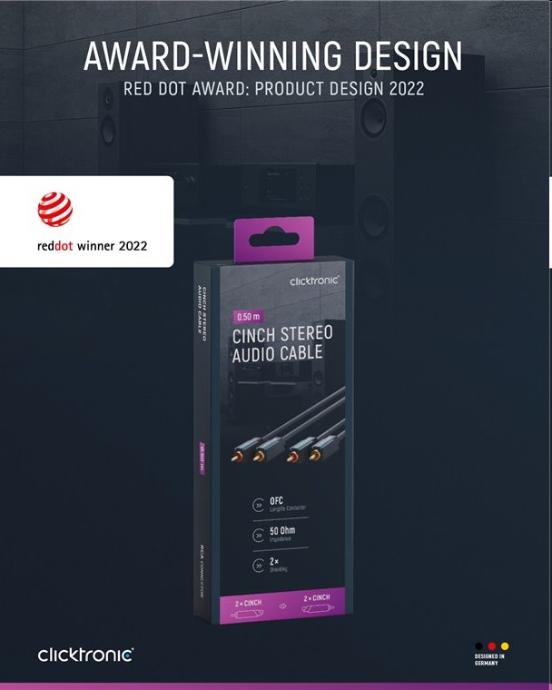 Kábel ClickTronic HQ OFC 2x Cinch - 2x Cinch RCA,  M/ M,  5 m 