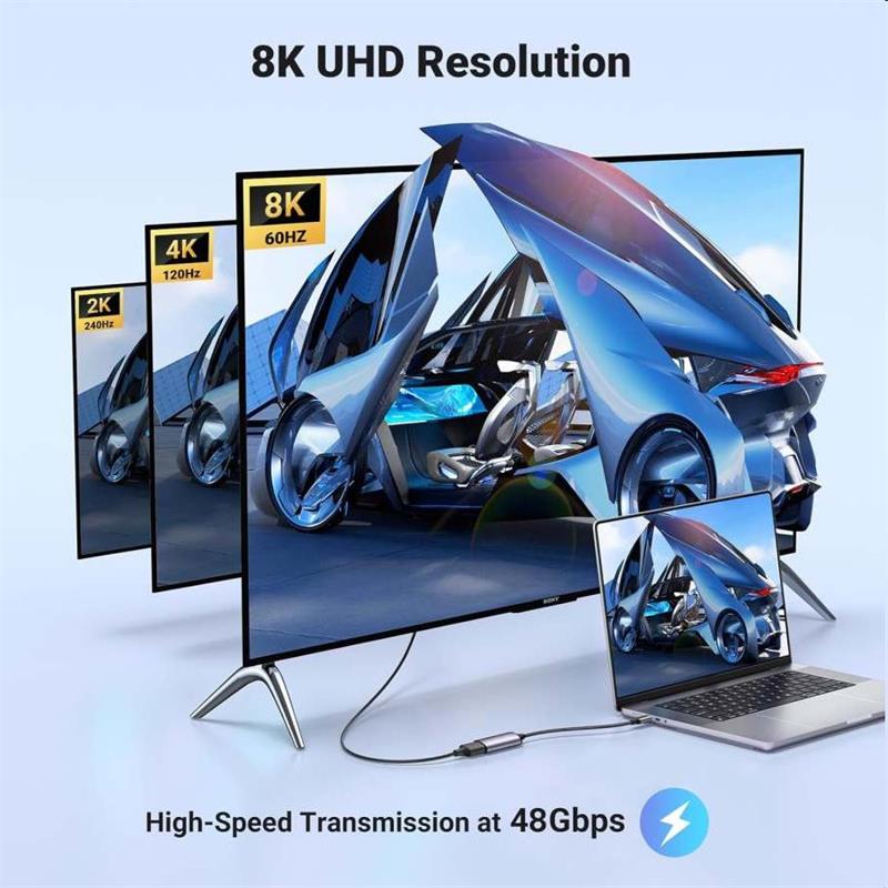 PremiumCord Adaptér USB-C na HDMI 8K @ 60Hz, 4K@144Hz Aluminium 