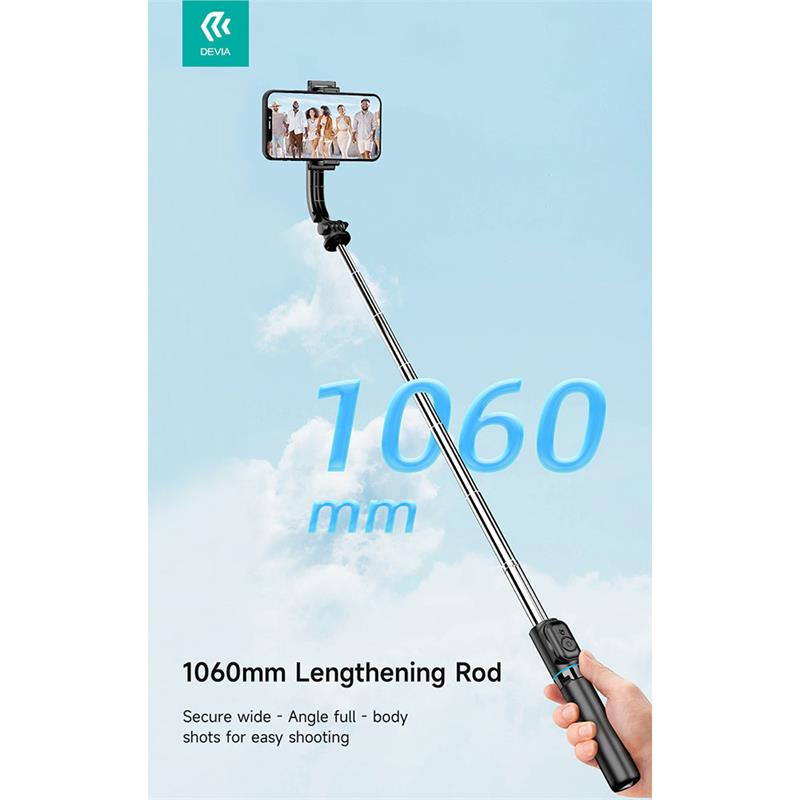 Devia Tripod Stand Multi-functional Detachable Selfie-Stick - Black 