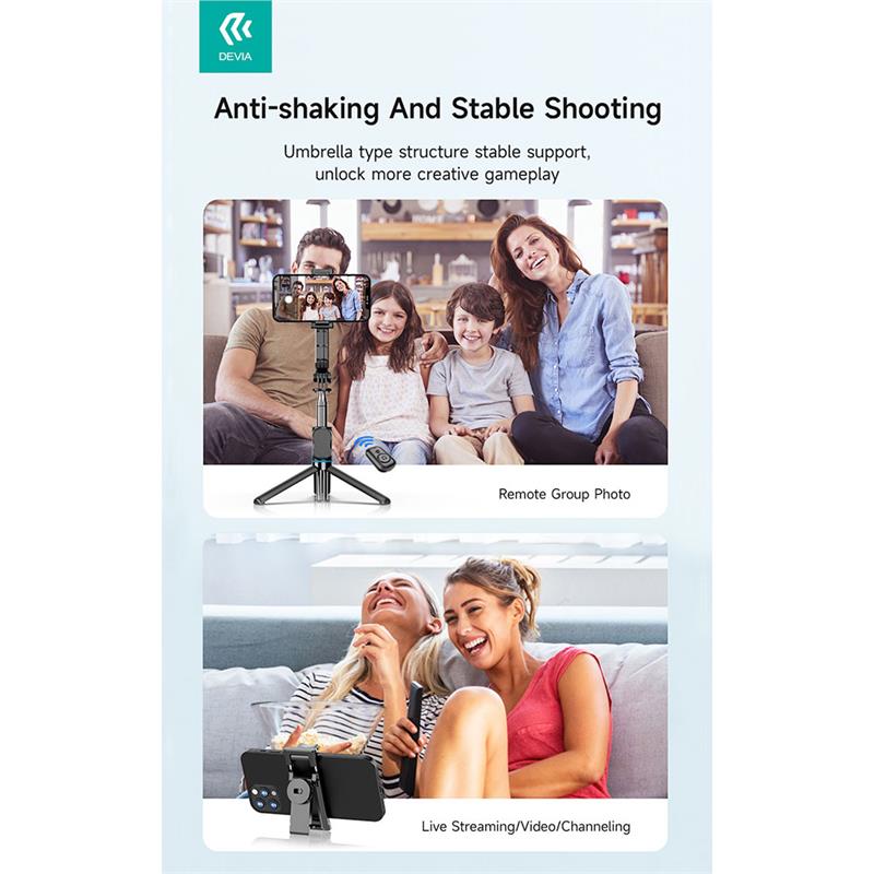 Devia Tripod Stand Multi-functional Detachable Selfie-Stick - Black 