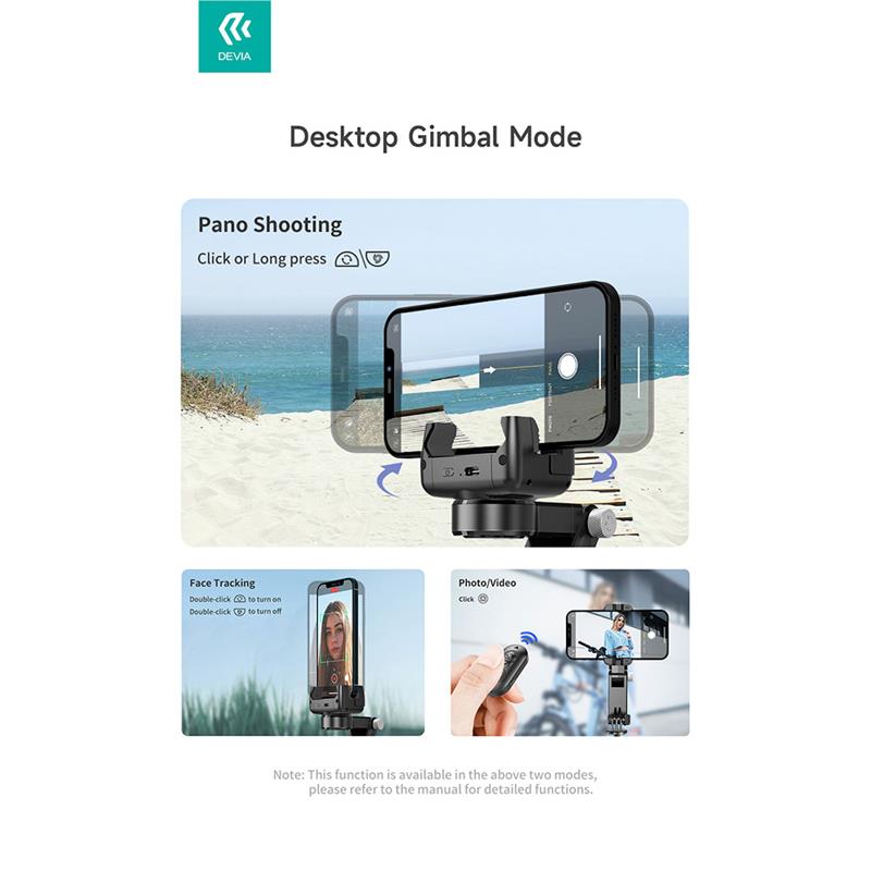 Devia Tripod Stand Multi-functional Desktop Gimbal Selfie-Stick - Black 