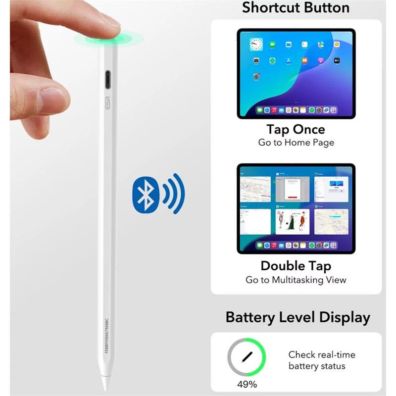 ESR stylus Geo Digital Pencil with built-in Apple Find My Technology - White 