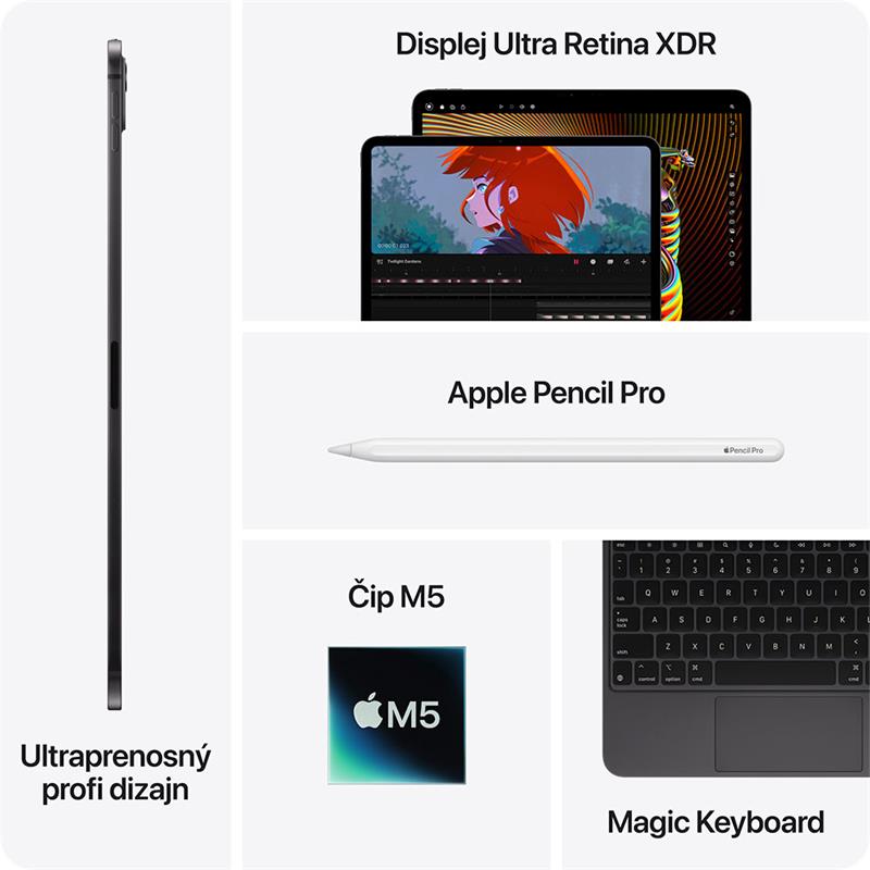 iPad Pro 13" Wi-Fi + Cellular 2TB štandardné sklo - Strieborný (2025) 