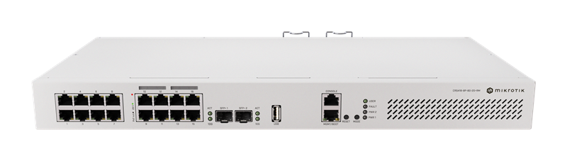 MIKROTIK RouterBOARD Cloud Router Switch CRS418-8P-8G-2S+RM + L5 (2GHz; 1GB RAM; 16x GLAN; 2x SFP+, Dual PSU) rack 