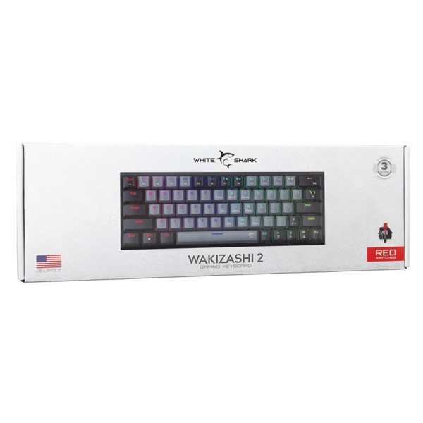 White Shark Gaming mechanical keyboard WAKIZASHI 2, red switch, US, black/gray 