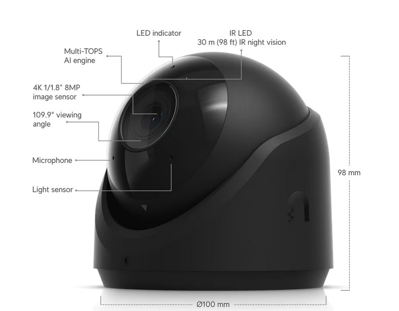 Ubiquiti UniFi Video Camera G6  Turret (8MP, 3864*2160/30sn) čierna 